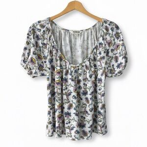 Boden US 2 UK 6 Floral Puff Sleeve Top Cotton Modal Ditsy Print T1364